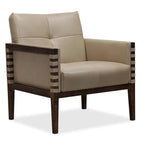 Poltrona in pelle con cornice in legno, larghezza 31".