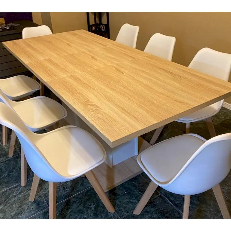 Set di 4 sedie da pranzo moderne con scocca bianca, seduta imbottita e gambe in legno di faggio - 48,26 cm L x 53,34 cm P x 81,28 cm H