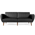 Divano Letto Futon Convertibile in Pelle PU, Divano Letto Regolabile con Gambe in Legno - 81 x 33,5 x 31,5 (L x P x A)