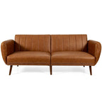 Divano Letto Futon Convertibile in Pelle PU, Divano Letto Regolabile con Gambe in Legno - 81 x 33,5 x 31,5 (L x P x A)