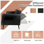 Divano Letto Futon Convertibile in Pelle PU, Divano Letto Regolabile con Gambe in Legno - 81 x 33,5 x 31,5 (L x P x A)