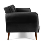 Divano Letto Futon Convertibile in Pelle PU, Divano Letto Regolabile con Gambe in Legno - 81 x 33,5 x 31,5 (L x P x A)