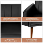 Divano Letto Futon Convertibile in Pelle PU, Divano Letto Regolabile con Gambe in Legno - 81 x 33,5 x 31,5 (L x P x A)