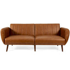 Divano Letto Futon Convertibile in Pelle PU, Divano Letto Regolabile con Gambe in Legno - 81 x 33,5 x 31,5 (L x P x A)