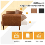 Divano Letto Futon Convertibile in Pelle PU, Divano Letto Regolabile con Gambe in Legno - 81 x 33,5 x 31,5 (L x P x A)