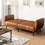 Divano Letto Futon Convertibile in Pelle PU, Divano Letto Regolabile con Gambe in Legno - 81 x 33,5 x 31,5 (L x P x A)
