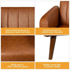 Divano Letto Futon Convertibile in Pelle PU, Divano Letto Regolabile con Gambe in Legno - 81 x 33,5 x 31,5 (L x P x A)