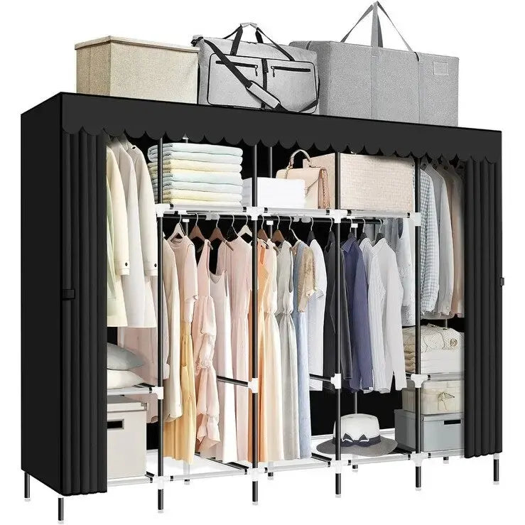 Armadi Portatili Neri per Vestiti Appesi - 82P x 45L x 175A