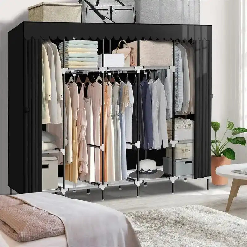 Armadi Portatili Neri per Vestiti Appesi - 82P x 45L x 175A