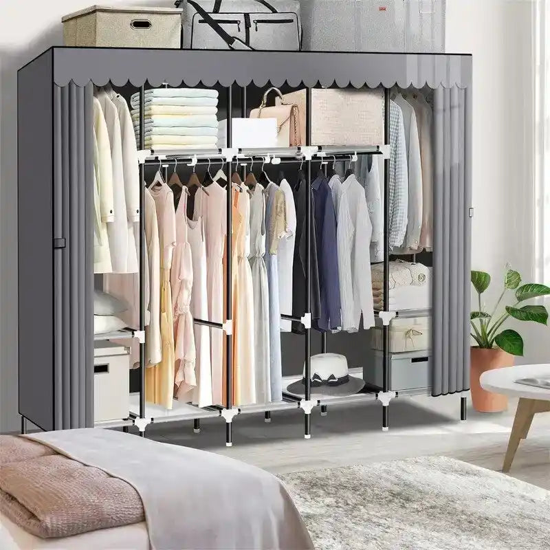 Armadi Portatili Neri per Vestiti Appesi - 82P x 45L x 175A