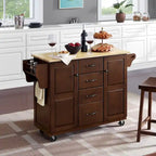 Carrello da Cucina con Piano in Legno Naturale - 18p x 51.5l x 35.25h