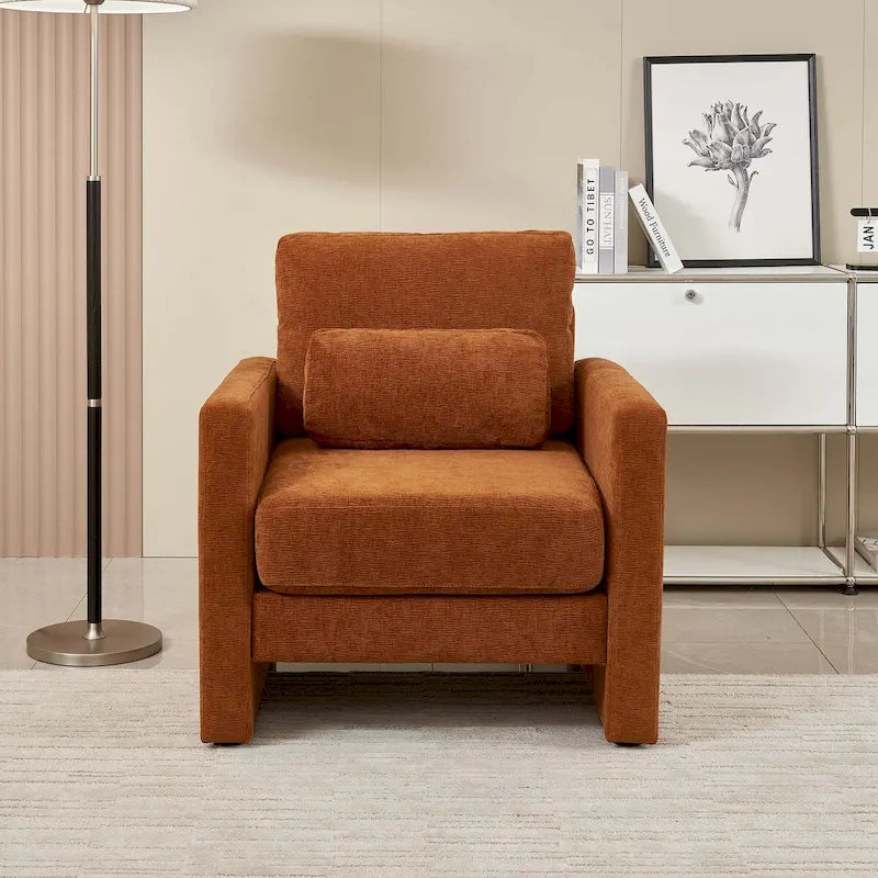 Poltrona di design moderna in ciniglia per soggiorno
