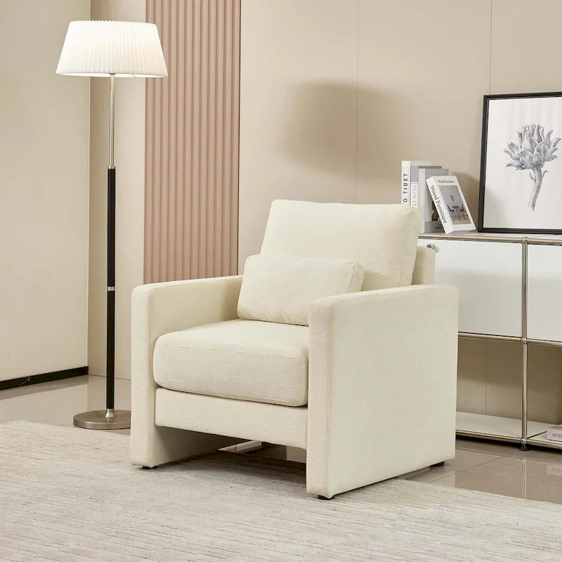 Poltrona di design moderna in ciniglia per soggiorno