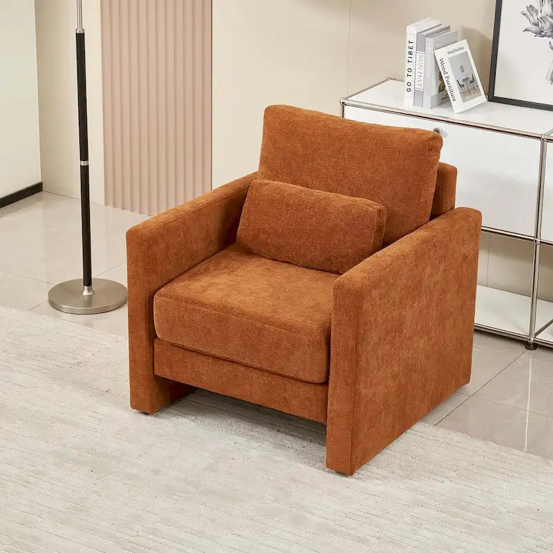 Poltrona di design moderna in ciniglia per soggiorno