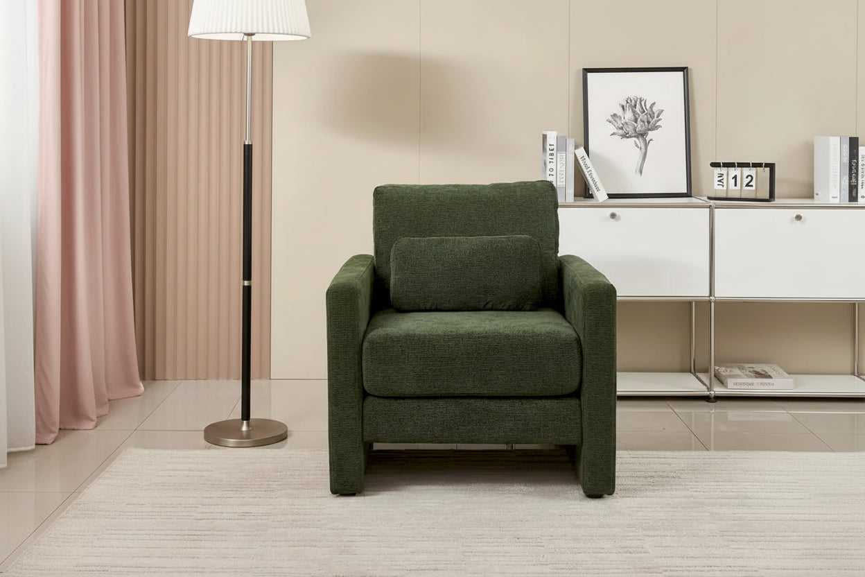 Poltrona di design moderna in ciniglia per soggiorno
