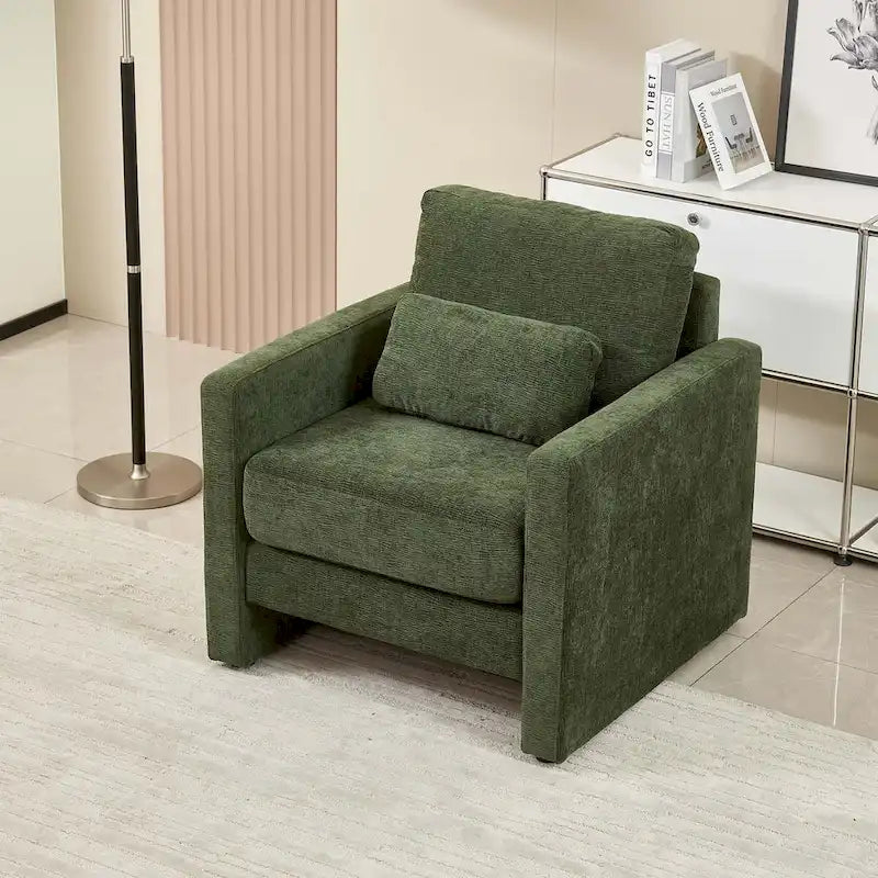 Poltrona di design moderna in ciniglia per soggiorno