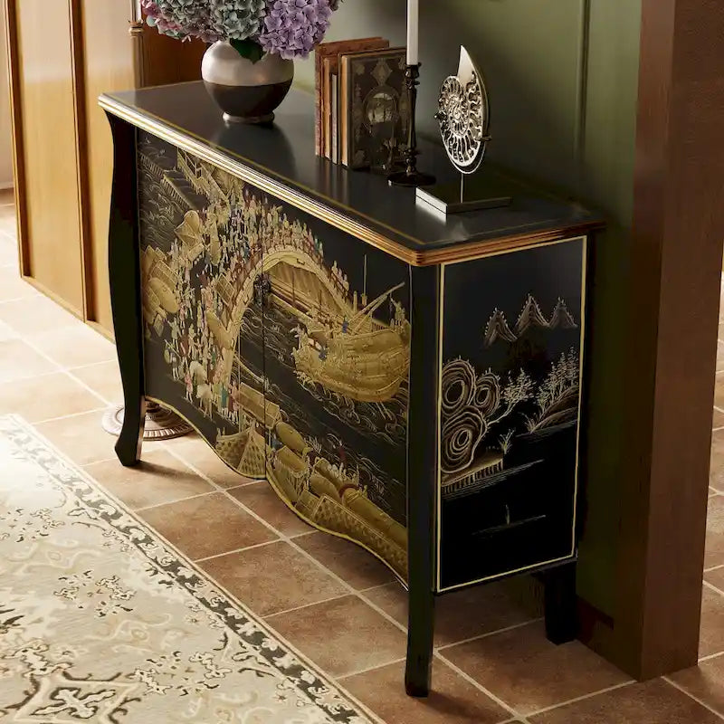 51.18 Credenza Pure fatta a mano vintage verniciata doppia porta scorrevole divisorio contenitore ingresso mobile decorativo