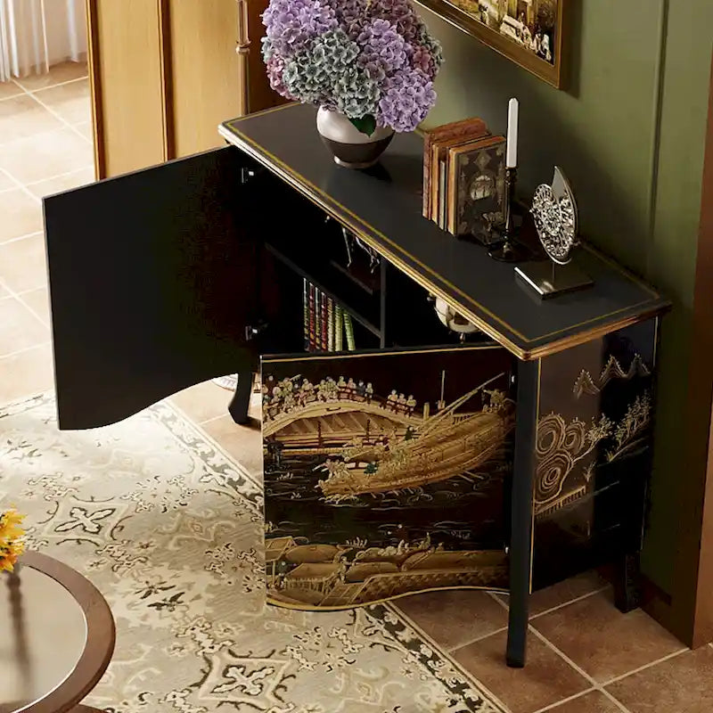 51.18 Credenza Pure fatta a mano vintage verniciata doppia porta scorrevole divisorio contenitore ingresso mobile decorativo