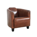 Poltrona in pelle pieno fiore, marrone - L70xP76xH69
