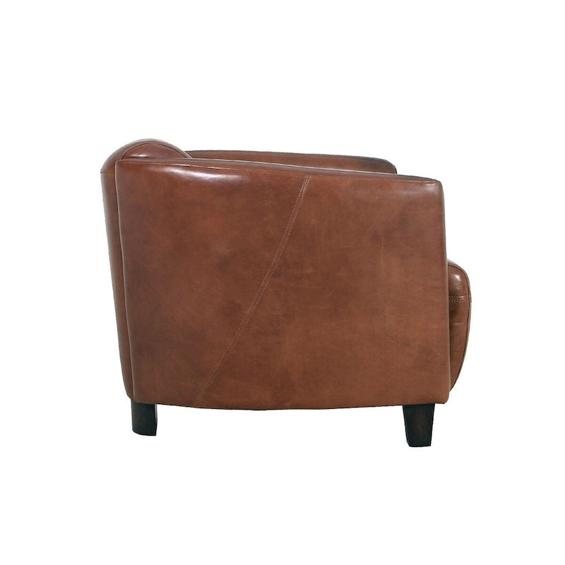 Poltrona in pelle pieno fiore, marrone - L70xP76xH69