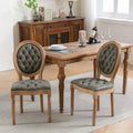 Set di 2 sedie da pranzo in legno massello stile francese con borchie
