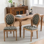 Set di 2 sedie da pranzo in legno massello stile francese con borchie