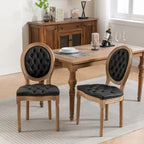 Set di 2 sedie da pranzo in legno massello stile francese con borchie