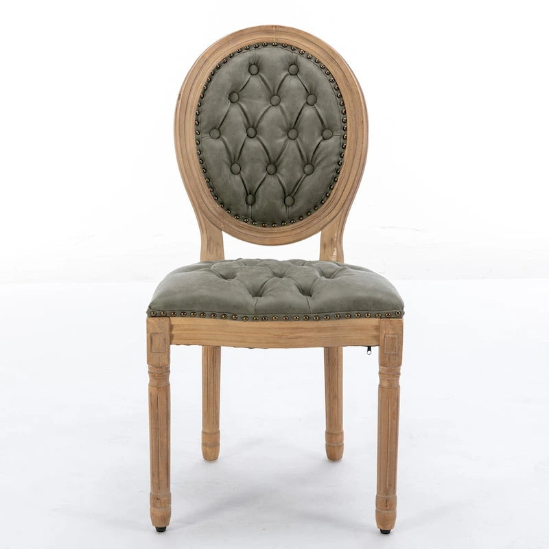 Set di 2 sedie da pranzo in legno massello stile francese con borchie