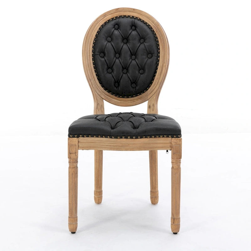Set di 2 sedie da pranzo in legno massello stile francese con borchie