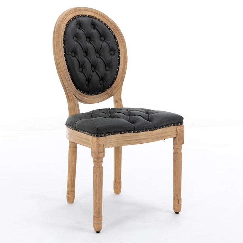 Set di 2 sedie da pranzo in legno massello stile francese con borchie