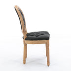 Set di 2 sedie da pranzo in legno massello stile francese con borchie