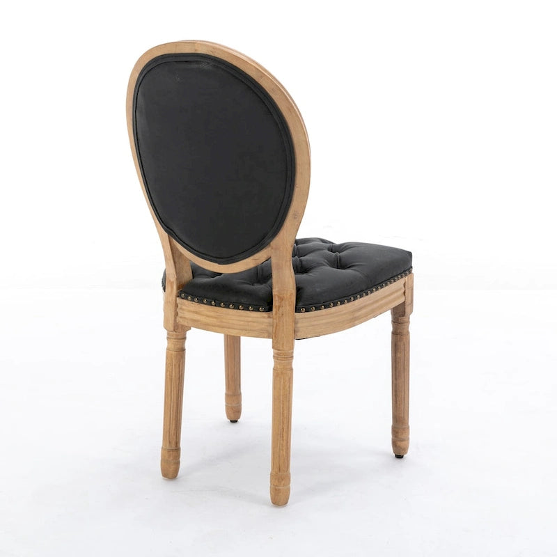 Set di 2 sedie da pranzo in legno massello stile francese con borchie