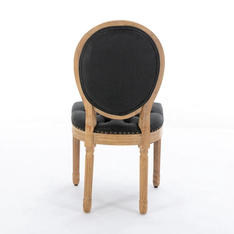 Set di 2 sedie da pranzo in legno massello stile francese con borchie