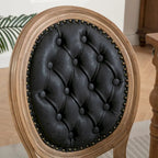 Set di 2 sedie da pranzo in legno massello stile francese con borchie