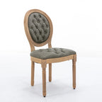 Set di 2 sedie da pranzo in legno massello stile francese con borchie