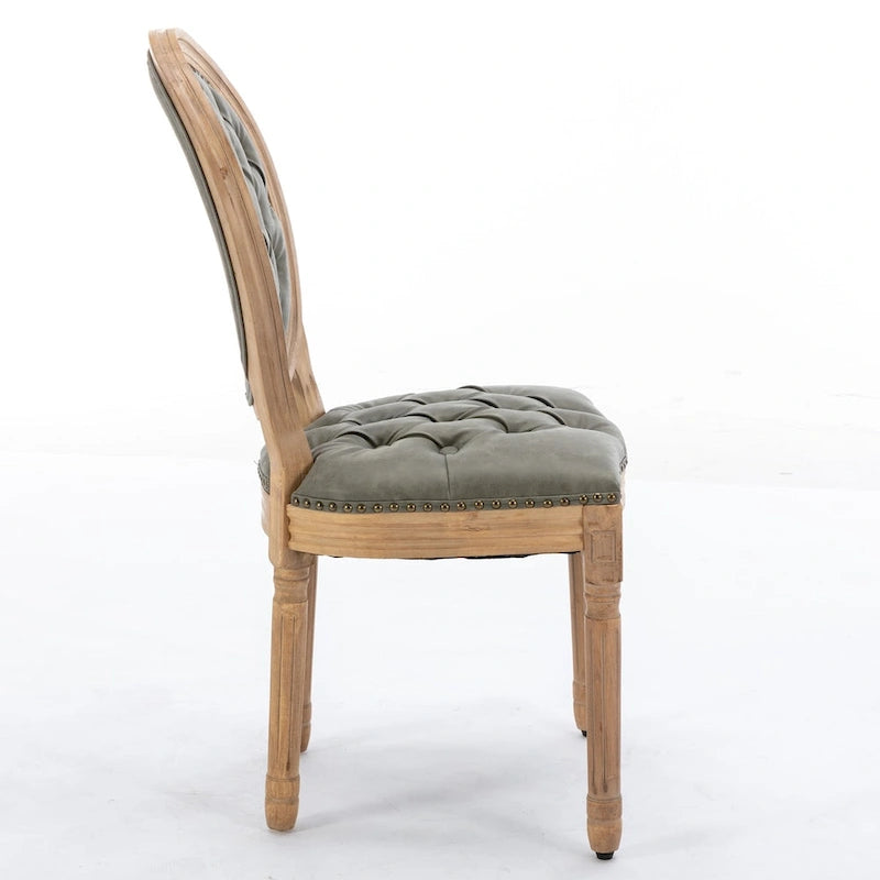 Set di 2 sedie da pranzo in legno massello stile francese con borchie