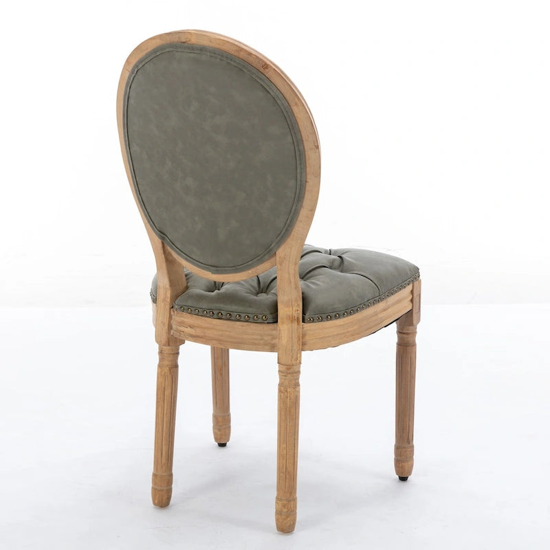 Set di 2 sedie da pranzo in legno massello stile francese con borchie