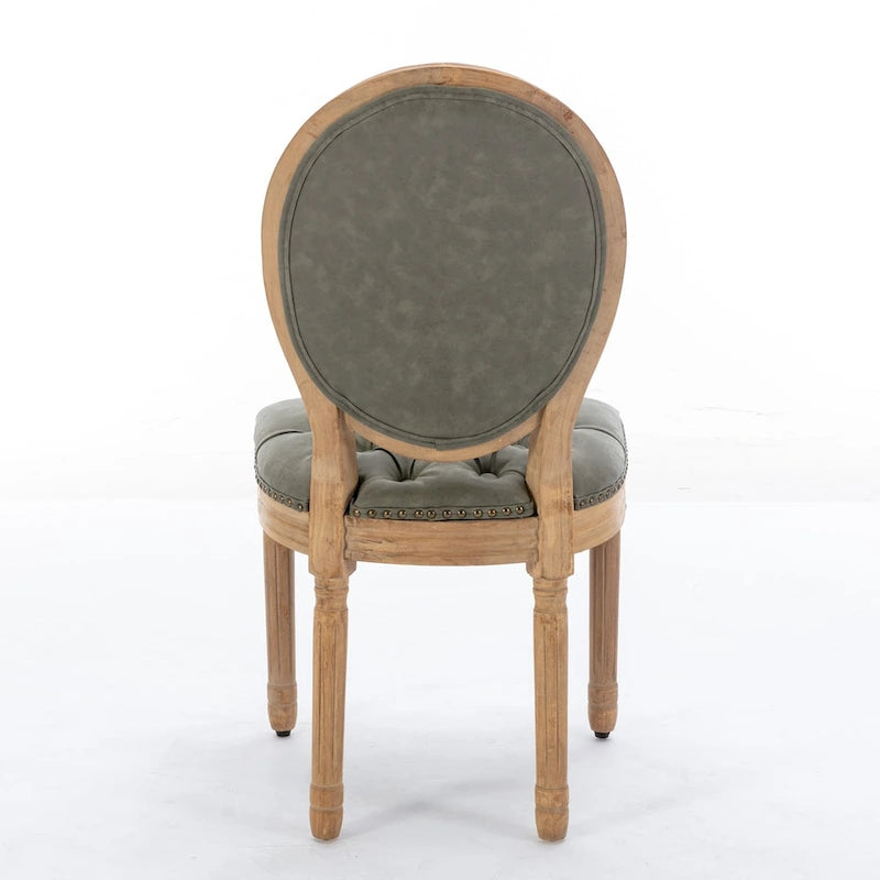 Set di 2 sedie da pranzo in legno massello stile francese con borchie