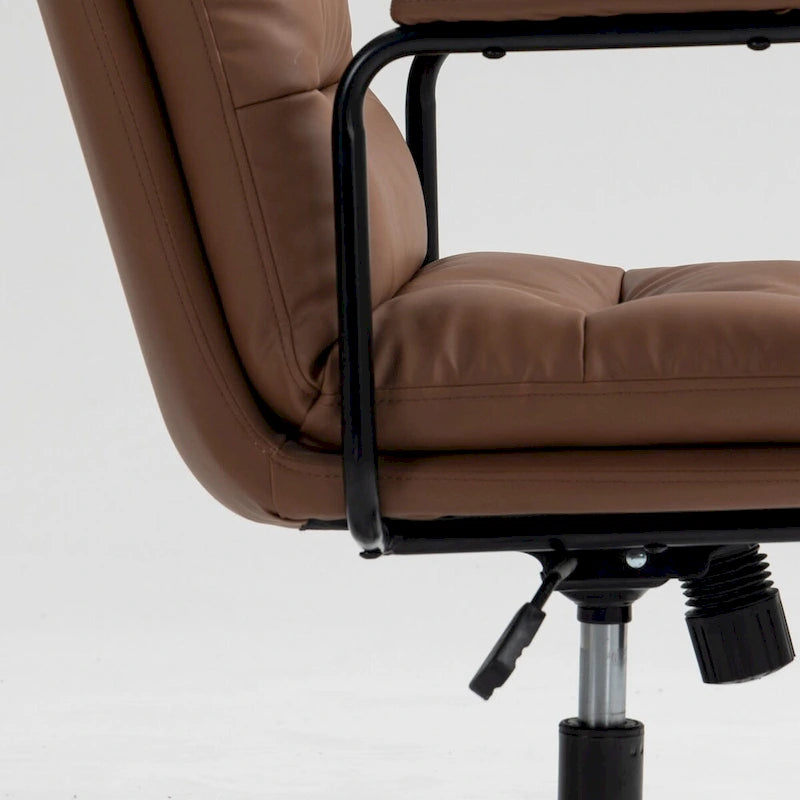 Sedia da ufficio, sedia da scrivania girevole e regolabile per computer con rotelle e braccioli, in pelle PU, ergonomica e a schienale medio