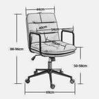 Sedia da ufficio, sedia da scrivania girevole e regolabile per computer con rotelle e braccioli, in pelle PU, ergonomica e a schienale medio