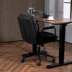 Sedia da ufficio, sedia da scrivania girevole e regolabile per computer con rotelle e braccioli, in pelle PU, ergonomica e a schienale medio