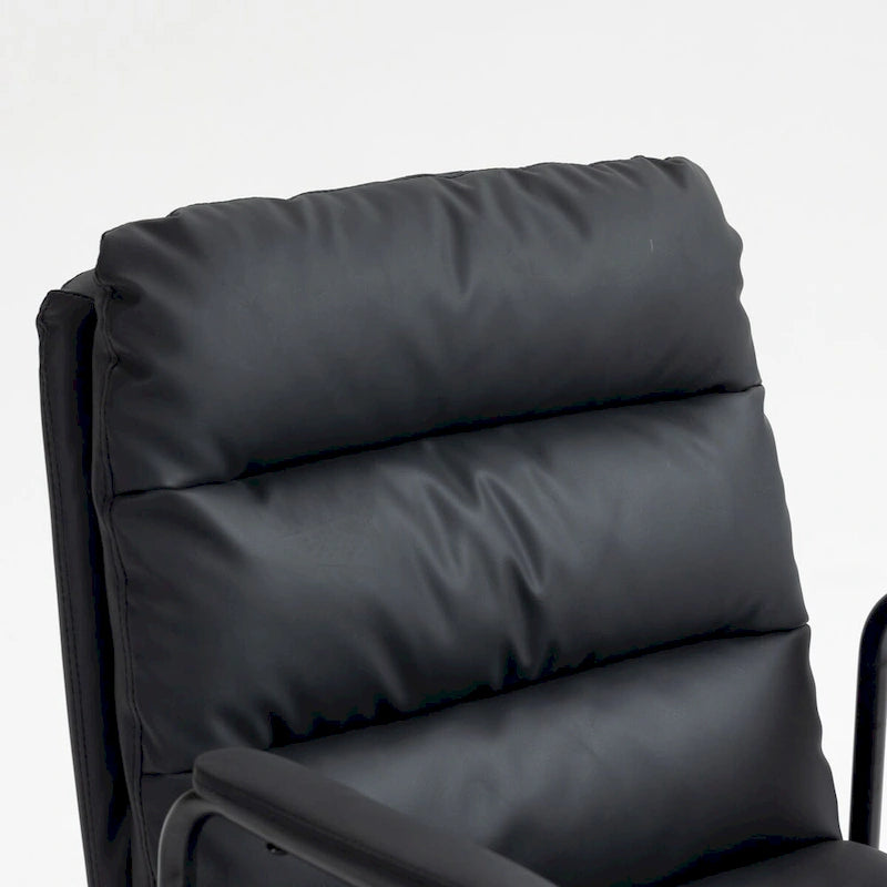 Sedia da ufficio, sedia da scrivania girevole e regolabile per computer con rotelle e braccioli, in pelle PU, ergonomica e a schienale medio