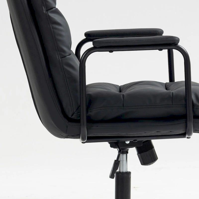 Sedia da ufficio, sedia da scrivania girevole e regolabile per computer con rotelle e braccioli, in pelle PU, ergonomica e a schienale medio