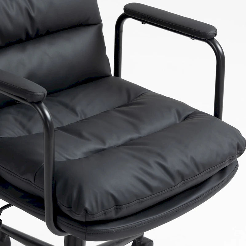 Sedia da ufficio, sedia da scrivania girevole e regolabile per computer con rotelle e braccioli, in pelle PU, ergonomica e a schienale medio