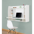 Scrivania per Computer a Muro Versatile - Scrivania da Studio Elegante e Salvaspazio con Mensole - Ideale per il Soggiorno