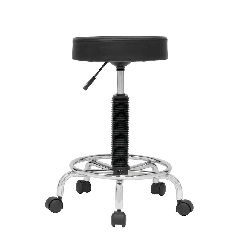  Padded, Rolling, Height Adjustable Stool with Footring