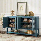 Elegante Consolle Retro/Mobile Contenitore/Madia con Ante a Specchio, Ripiani Spaziosi e Gambe Robuste in Legno di Acacia