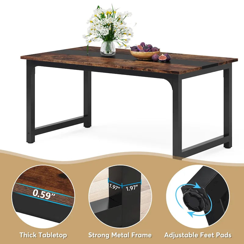 Tavolo da pranzo industriale da 63 pollici, tavolo da cucina moderno - 63 L x 31.5 W x 29.13 H