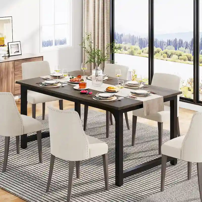Tavolo da pranzo industriale da 63 pollici, tavolo da cucina moderno - 63 L x 31.5 W x 29.13 H