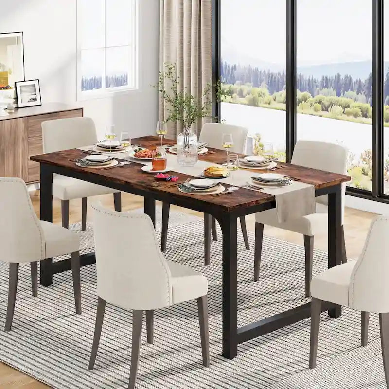 Tavolo da pranzo industriale da 63 pollici, tavolo da cucina moderno - 63 L x 31.5 W x 29.13 H